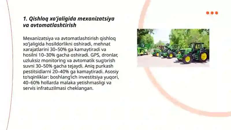 Qishloq xo‘jaligi va sanoat sohasidagi o‘zgarishlar. 3