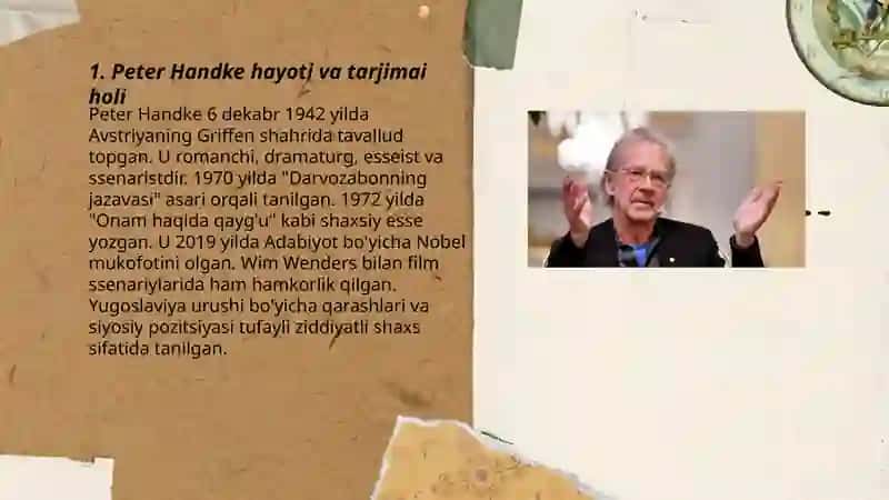 Peter Handke hayoti va tarjimai holi 3