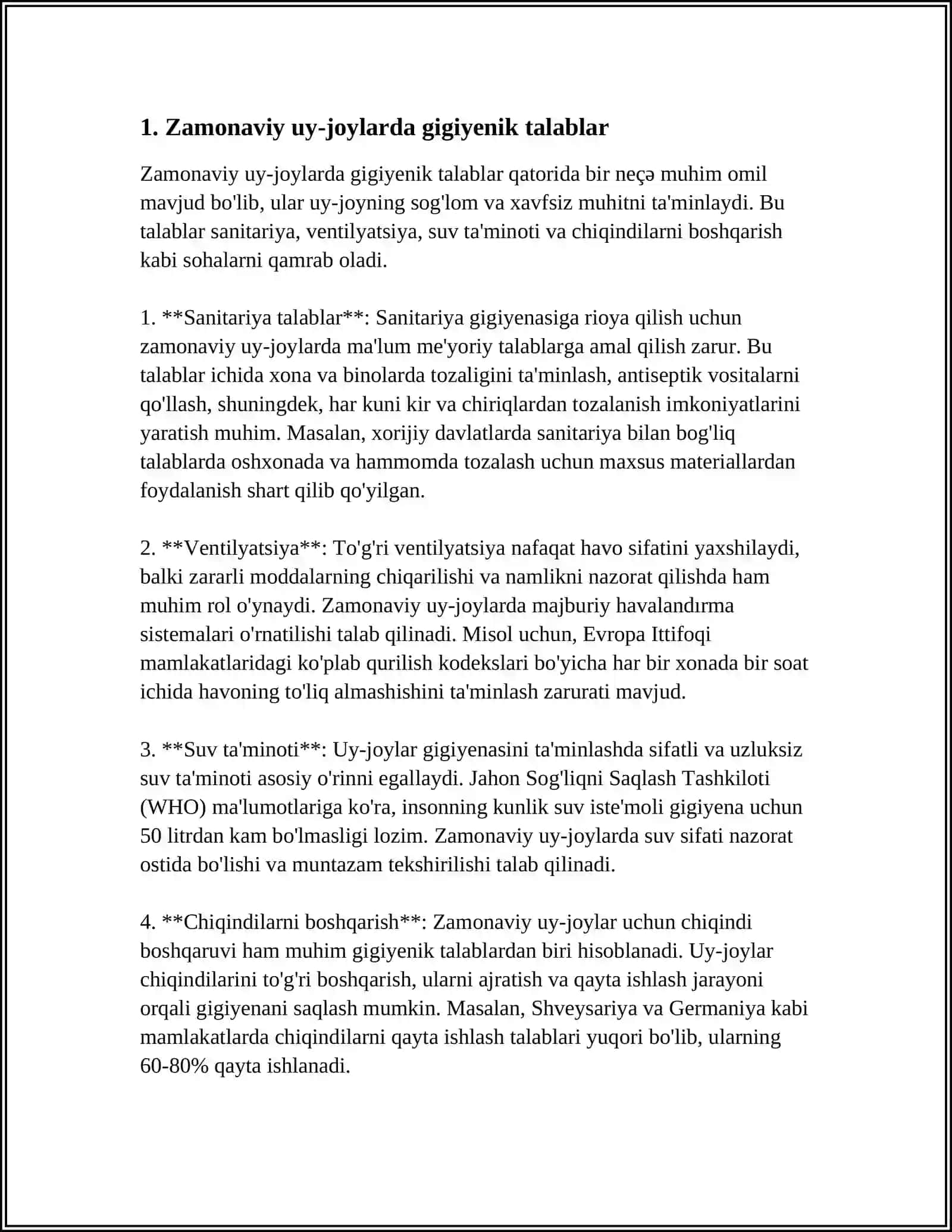 ZAMONAVIY TURAR-JOYLAR VA SHAHARLARDAGI YASHASH MAVZELARIGA BO‘LGAN GIGIYENIK TALABLAR 3