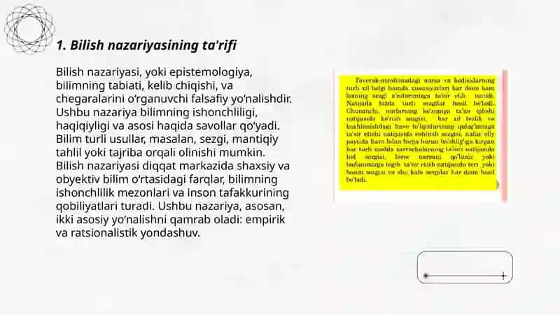 Bilish nazariyasining predmeti va o'ziga xos xususiyatlari 3