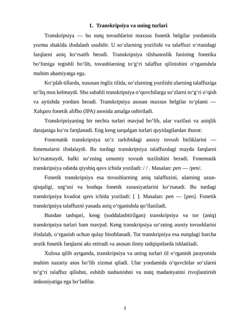 Transkripsiyadagi matnlarni o‘qish va yozish 3