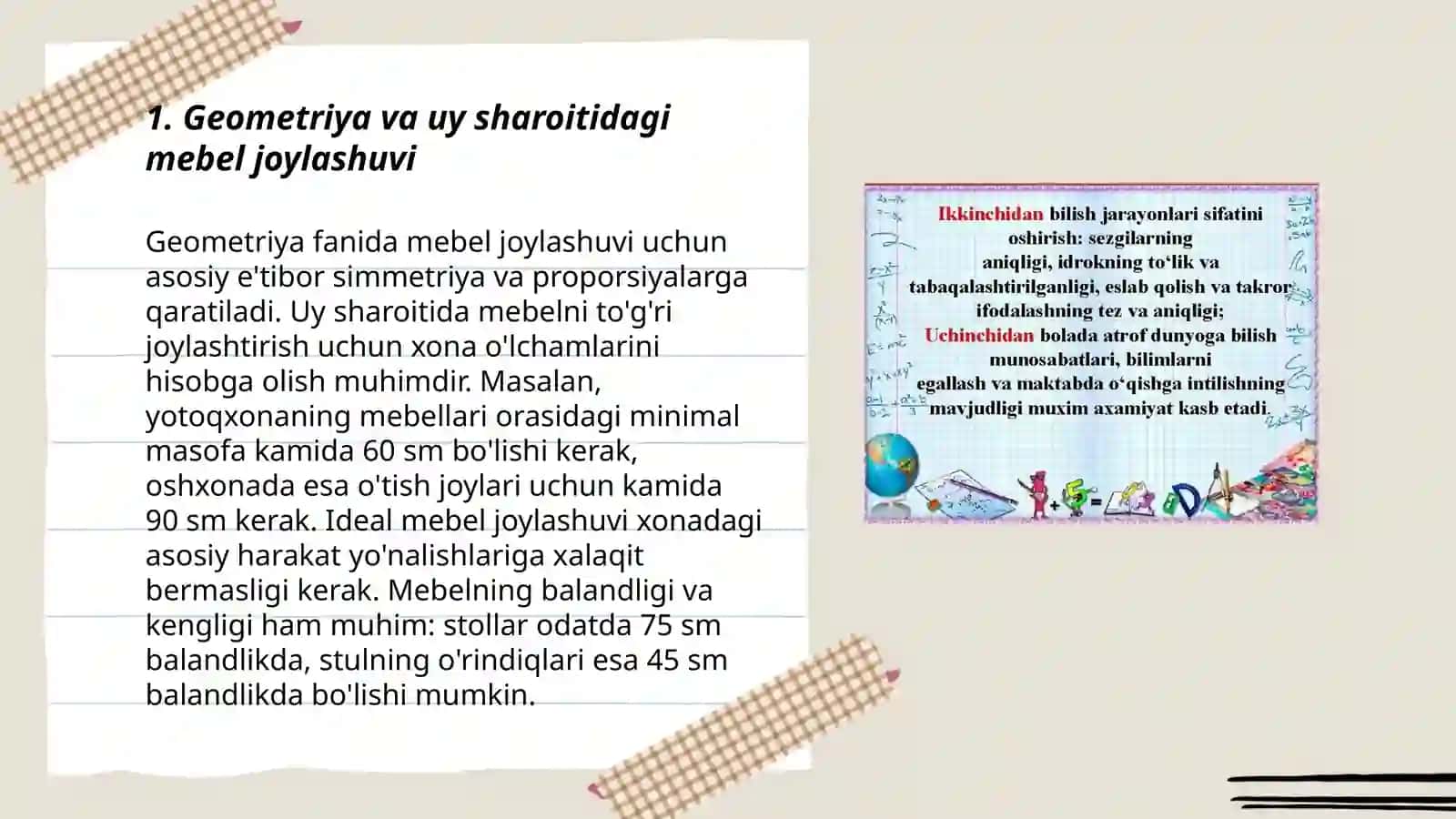 Maktabga tayyorlov guruh matematika mashģulotlarini kundalik turmush bilan boģlash orqali amalga oshirish yòllari 3