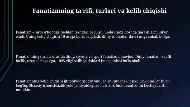 Fanatizmning ta'rifi, turlari va kelib chiqishi 3