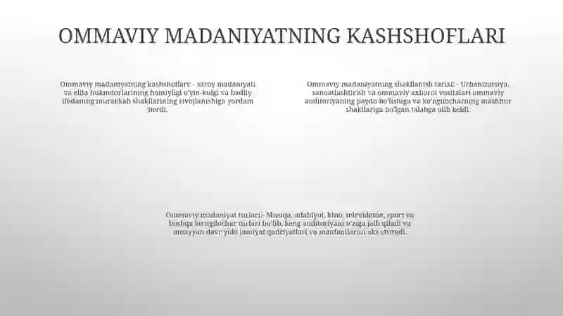Ommaviy Madaniyatning Shakillanishi Tarixi Va Uning Turlari 3