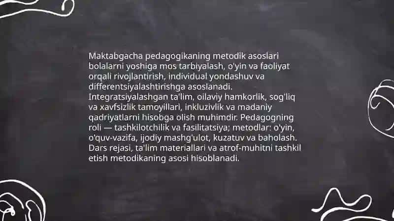 Maktabgacha pedagogikaning metodikasi va aksialogik asoslari 3