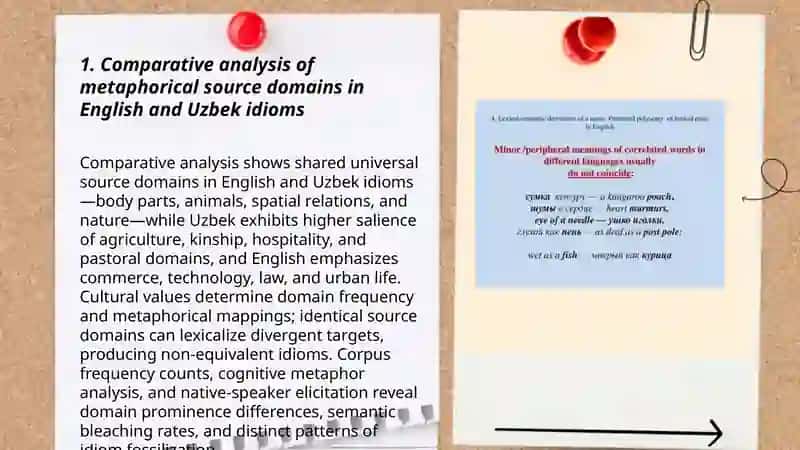 "Lexical and semantic differences between English and Uzbek idioms" 3
