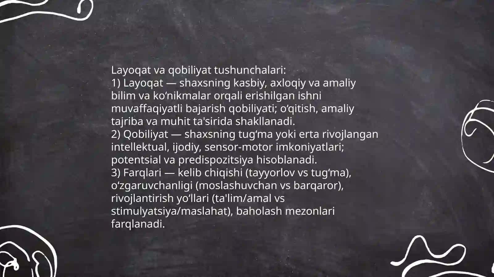 Layoqat va qobilyat. Qobiliyatlar tuzilishi va turlari 3