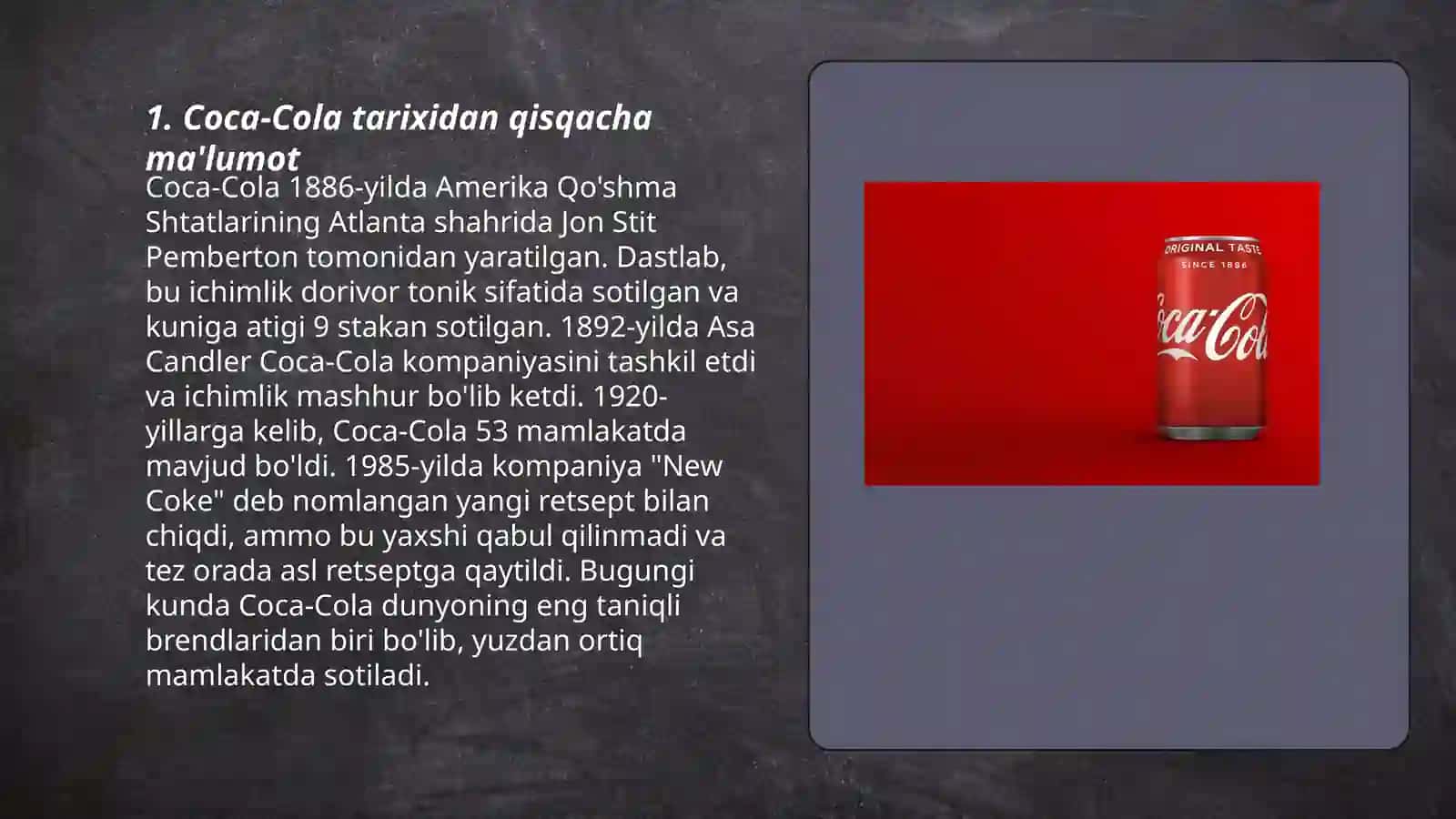 Coca Cola haqida maʼlumot 3