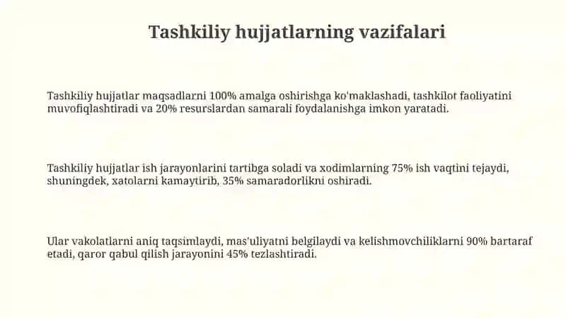 Tashkiliy hujjatlarning vazifasi 3
