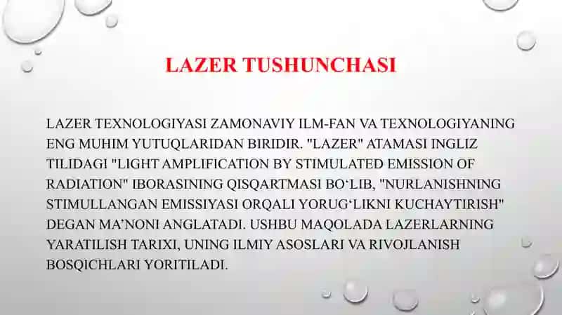 lazerlarning yaratilish tarixi va bosqichlari 3