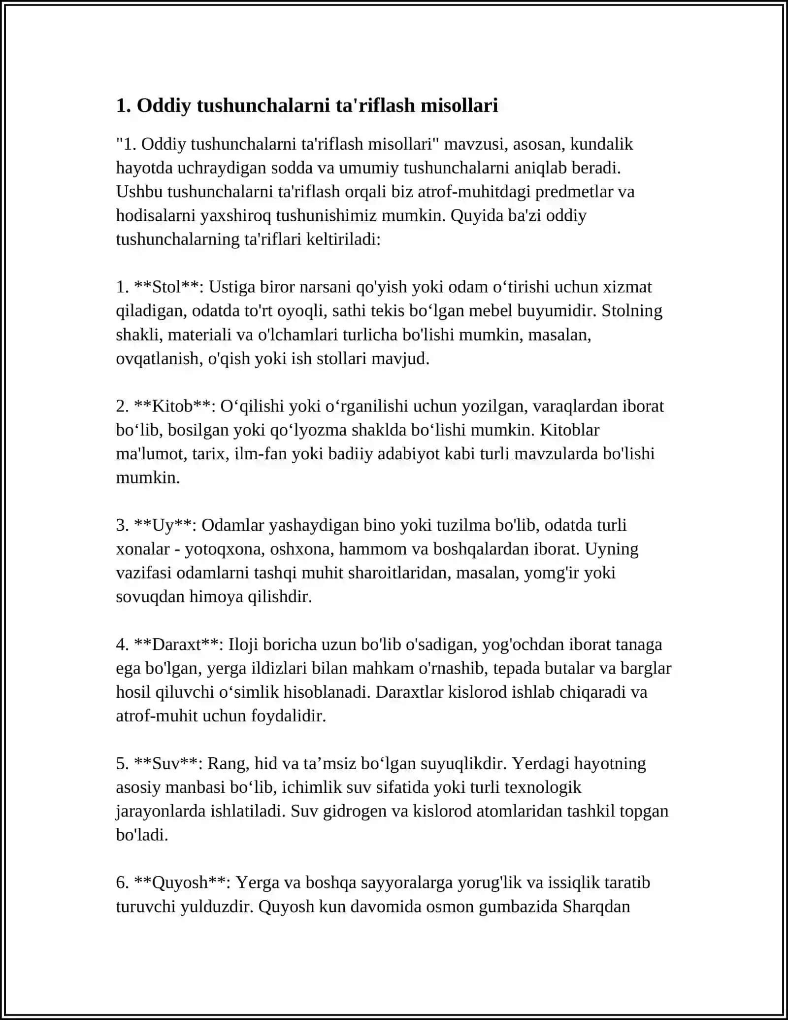 TUSHUNCHALARNI TA'RIFLASHGA OID MISOLLAR 3
