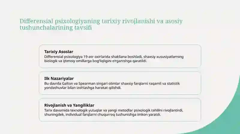 Differensial psixologiya qarashlarning rivojlanish tarixi 3