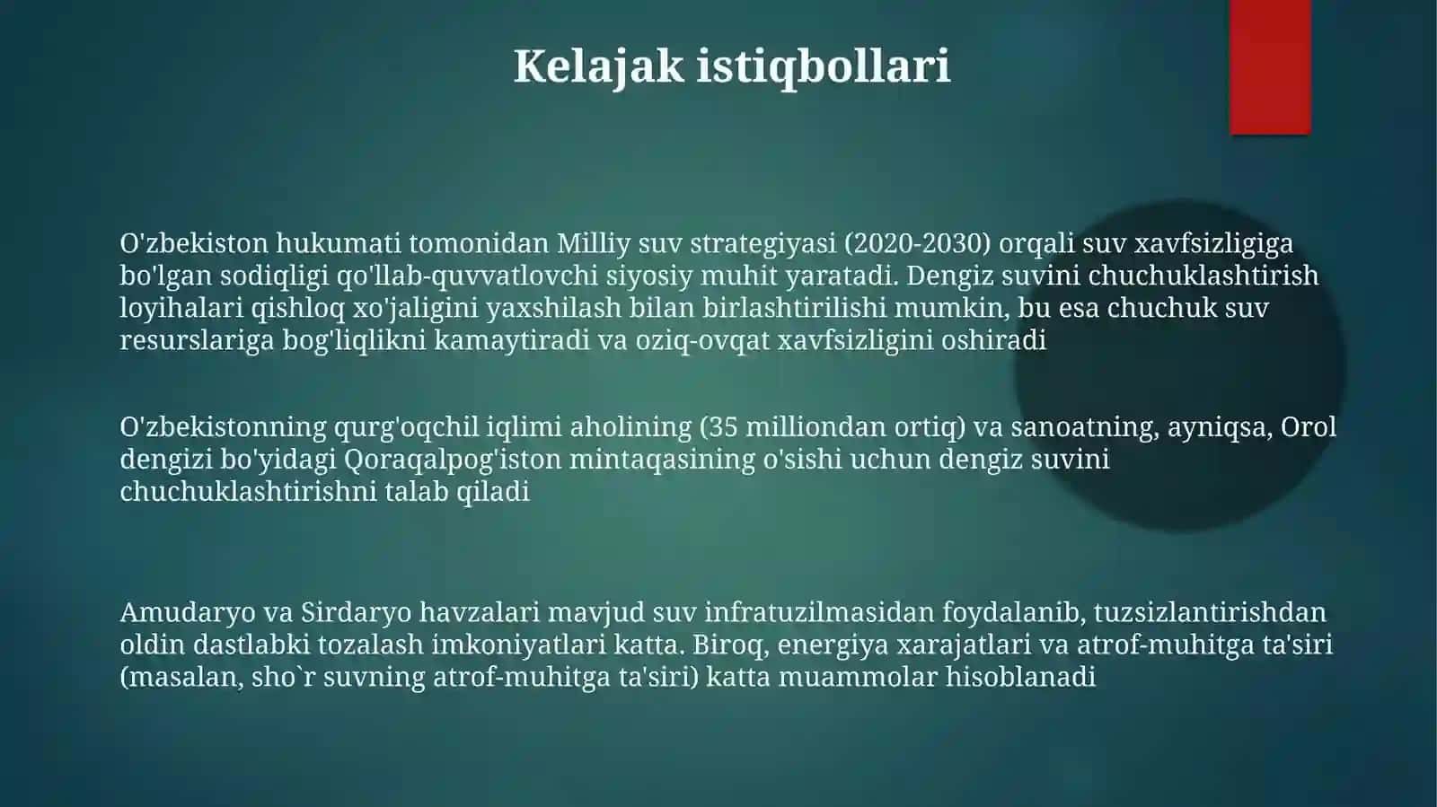 O'zbekiston sharoiati dasho'rsuvlarni chuchuklashtirish 3