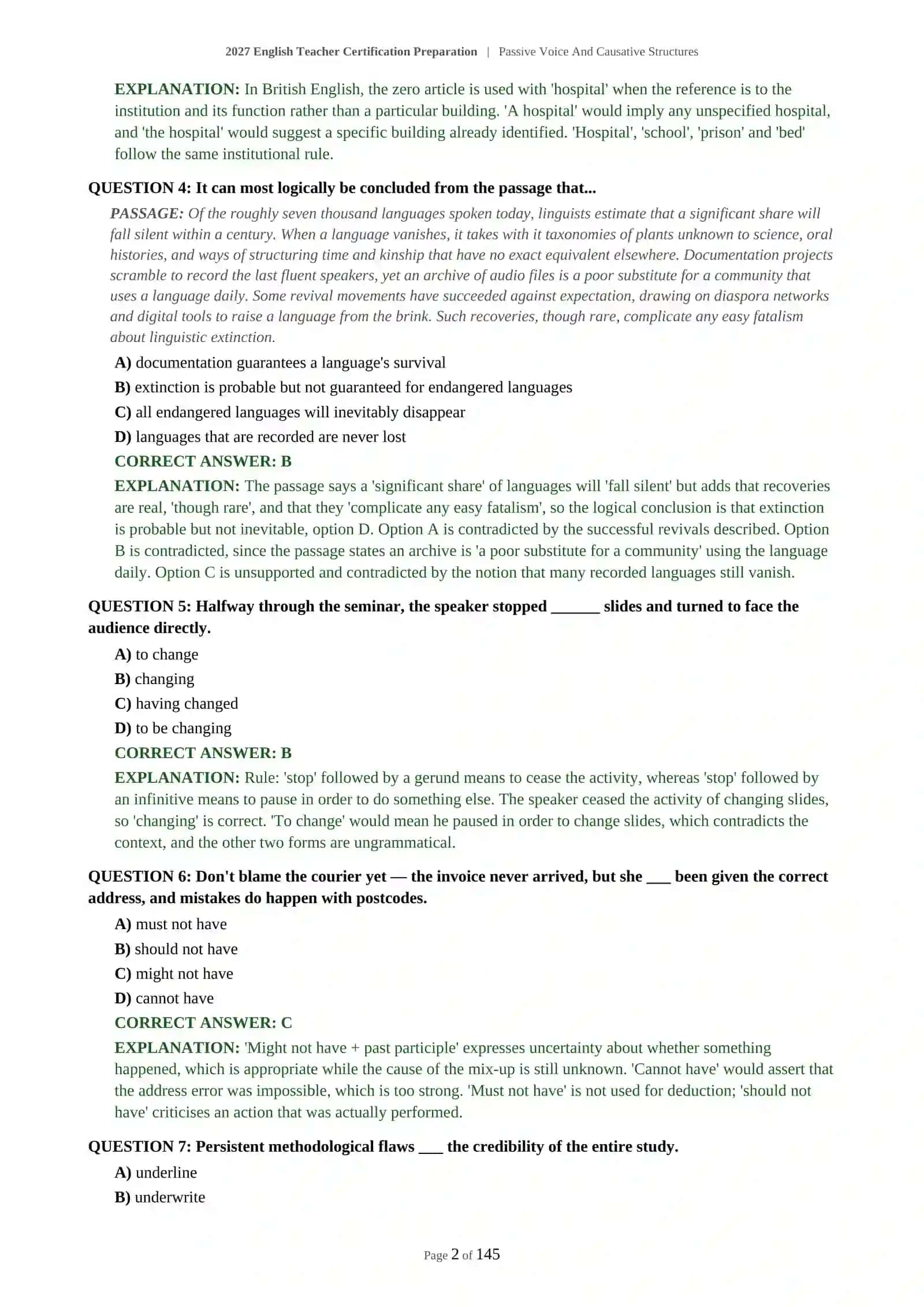 PASSIVE VOICE AND CAUSATIVE STRUCTURES - 2027 CERTIFICATION PREPARATION 3