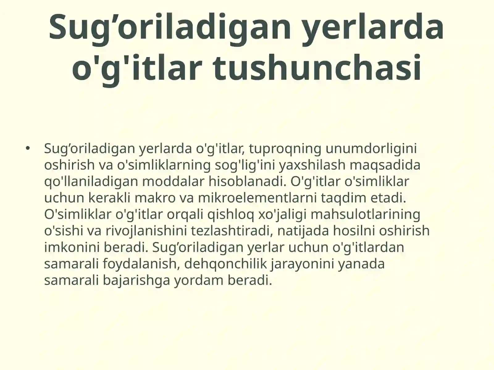 Sug’oriladigan yerlarda organik va mineral o’g'itlar 3