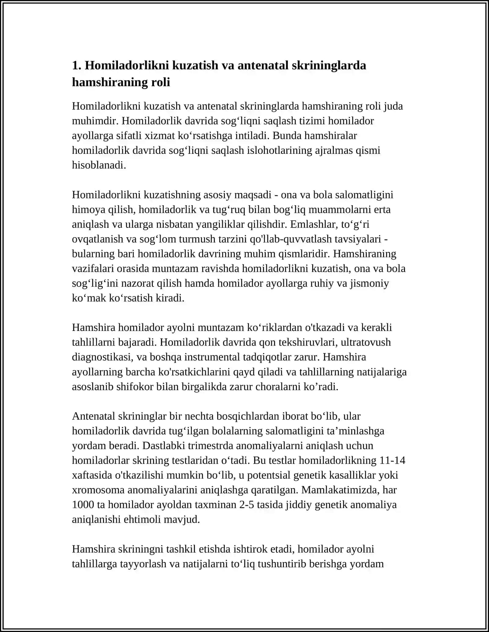 HOMILADOR AYOLLARGA TIBBIY XIZMAT KOʻRSATISHDA XAMSHIRANING OʻRNI 3