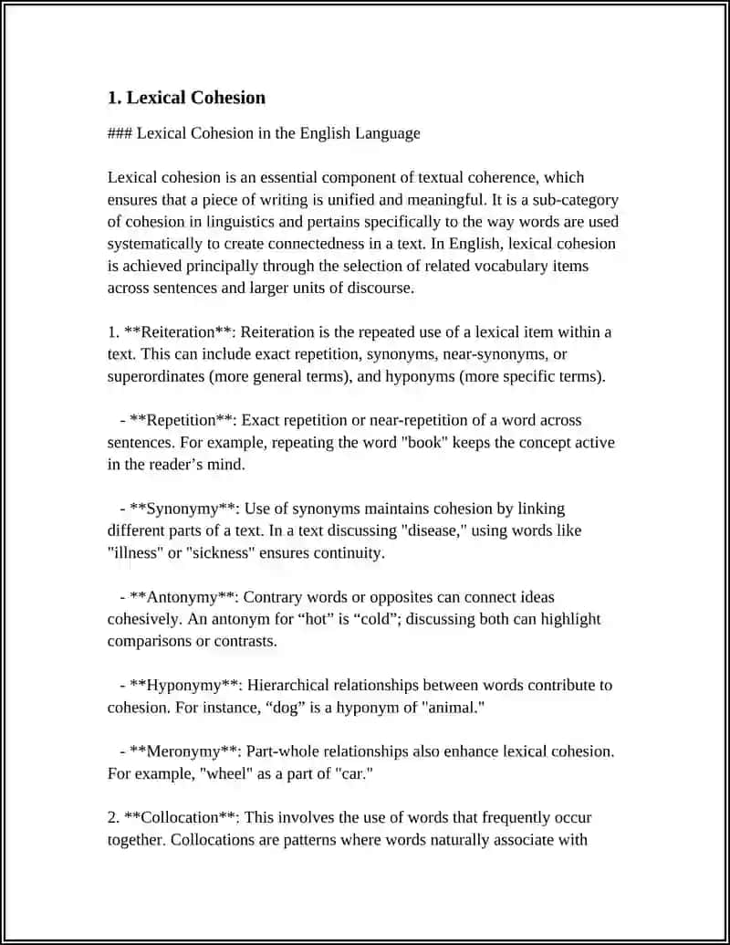 Lexical Cohesion in the English Language 3