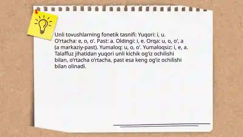 Unli tovushlar talaffuzi va imlosi 3