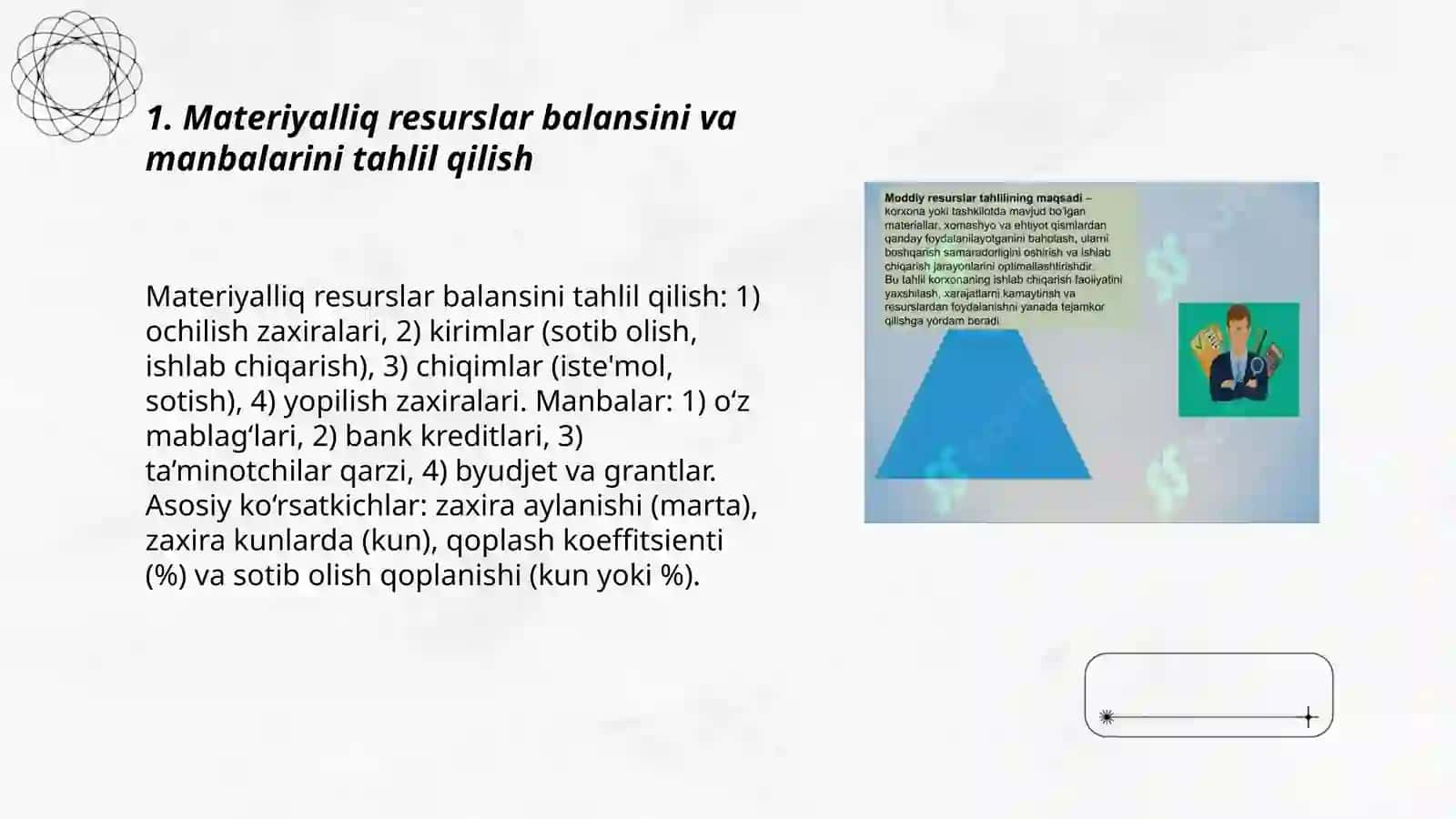 Materiyalliq resurslar paydalaniw analizi 3