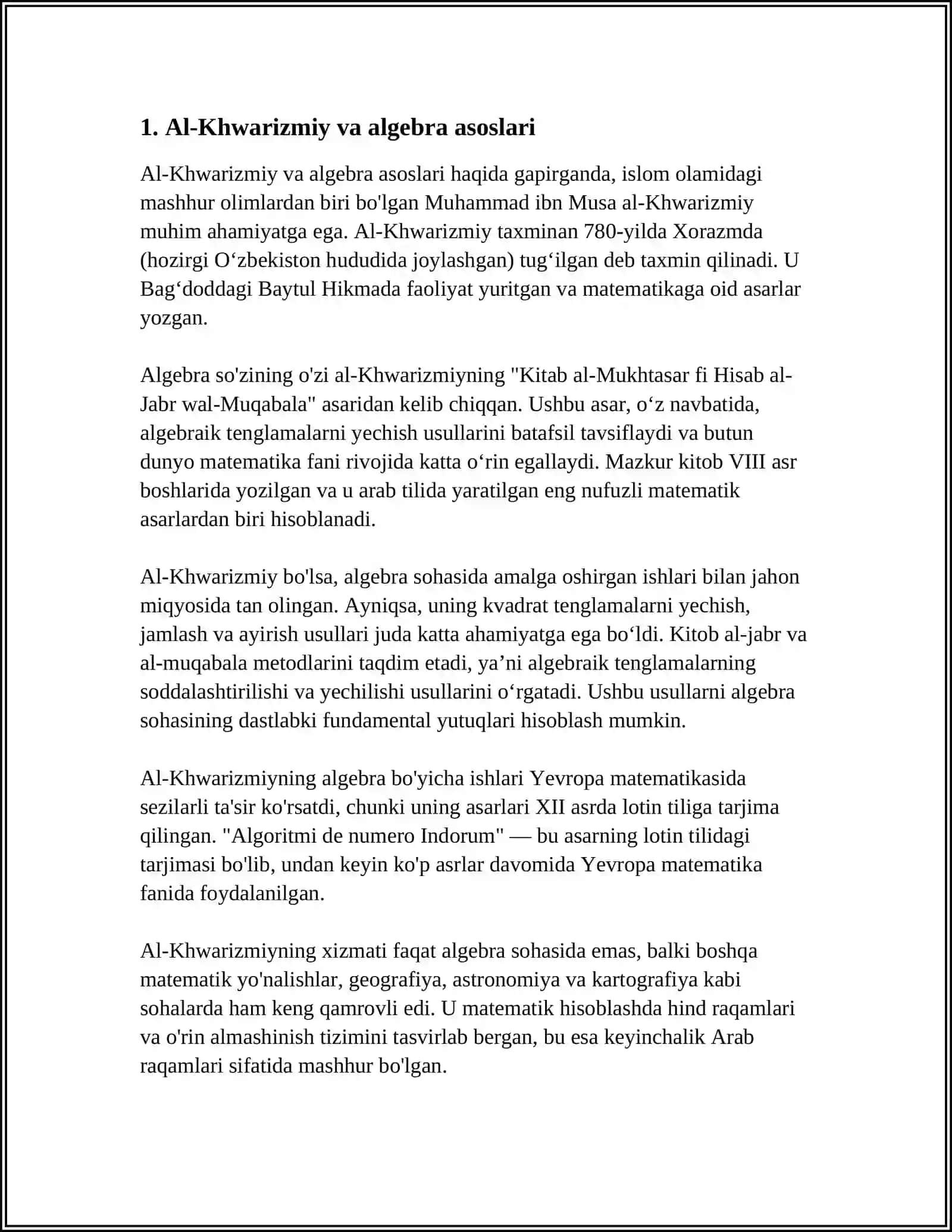 SHARQ MUTAFAKKIRLARINING MATEMATIKAGA OID QARASHLARI 3
