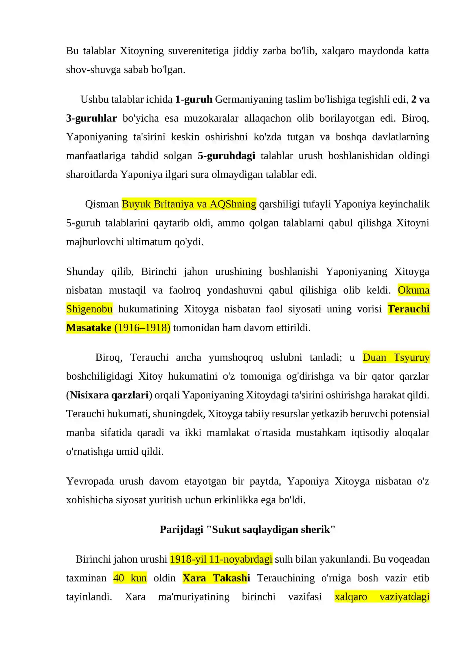 Birinchi jahon urushidan keyingi Yaponiyaning tashqi siyosati: hamkorlikdagi yondashuvga intilish 3