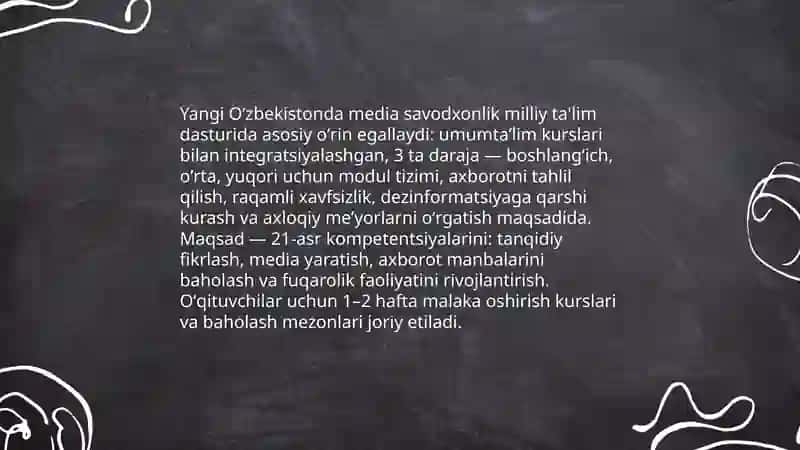 Media savodxonlik va axborot madaniyati fanining oʻqitilishi 3
