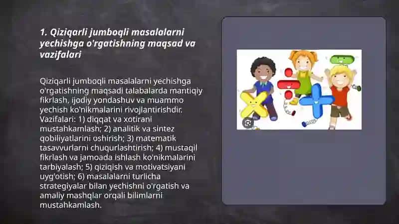 Qiziqarli jumboqli masalalarni yechishga o'rgatish 3