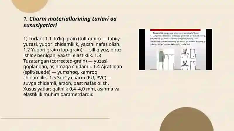 Charmdan tikuv buyumlarni konstruksiyalash 3