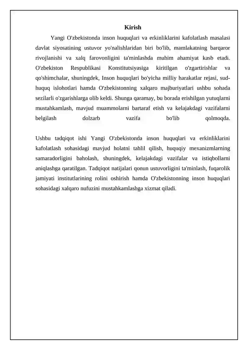 Yangi O'zbekistonda inson huquqlari va erkinliklari kafolatlarining yaratilishi: Asosiy yo'nalishlar 3