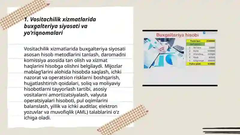 Vositachilik xizmatlarni ko‘rsatuvchi sub’ektlarda buxgalteriya hisobi 3