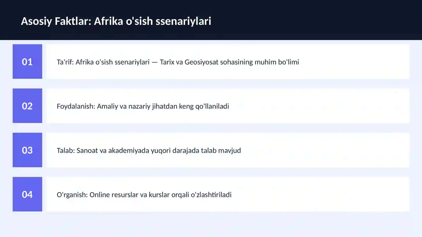 Afrika o'sish ssenariylari 3