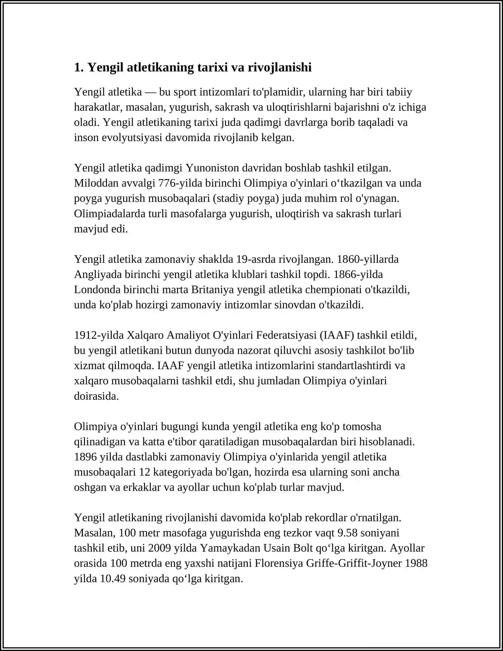 YENGIL ATLETIKA VA UNI O'QITISH METODIKASI 3