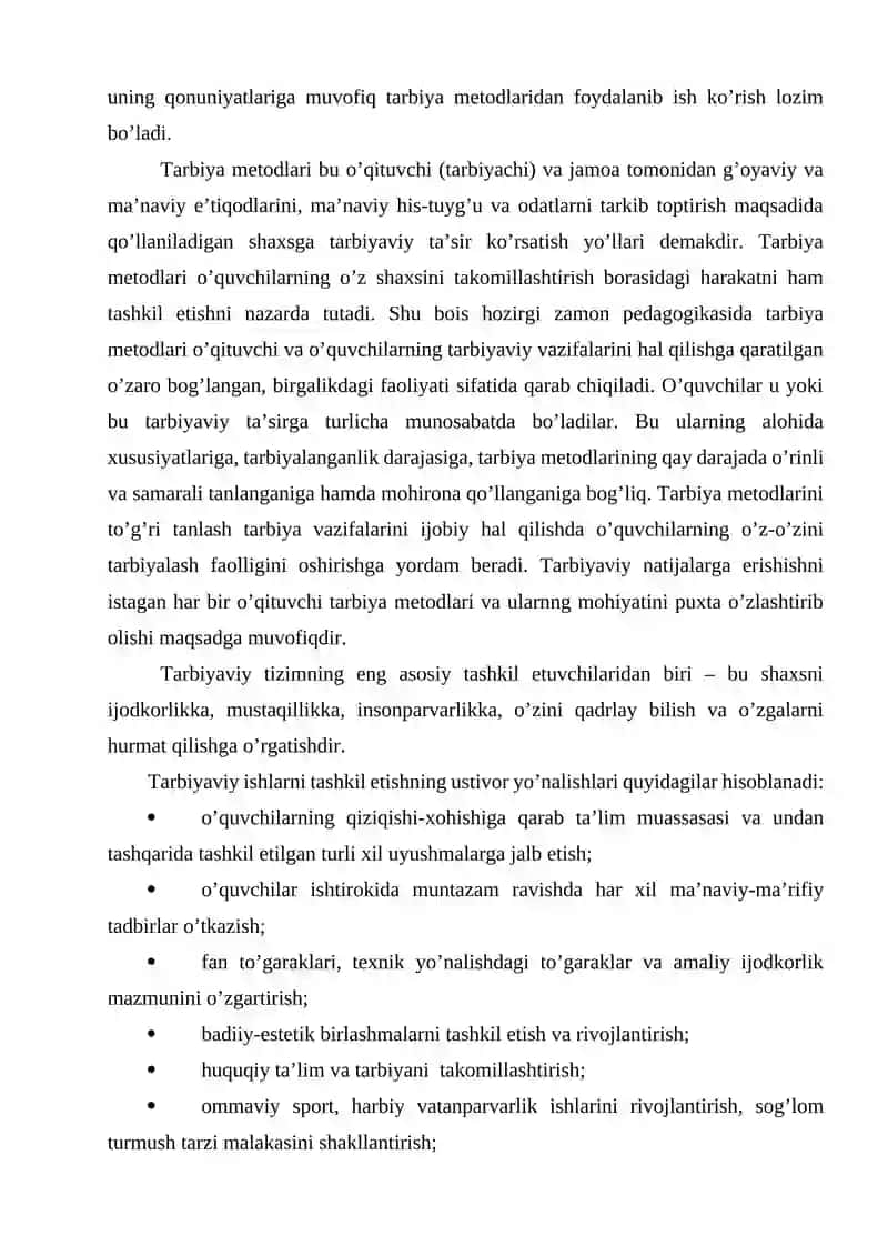 Sinfdan tashqari tarbiyaviy ishlarning mazmuni, shakli va metodlari 3