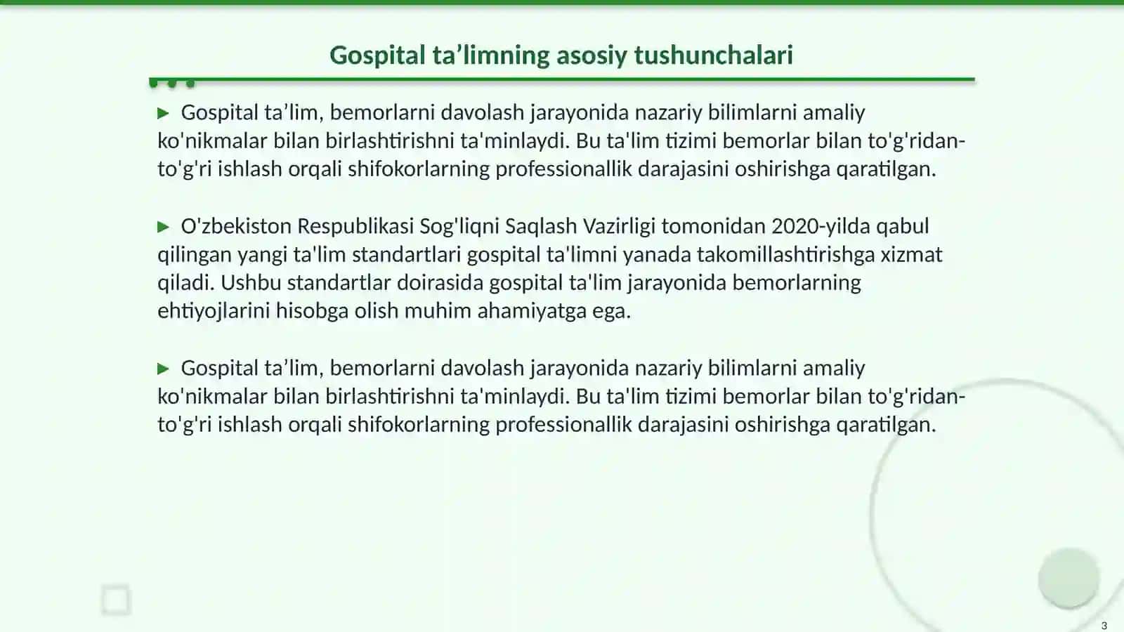 Gospital taʼlimda dars orqali bemorlarni davolash 3
