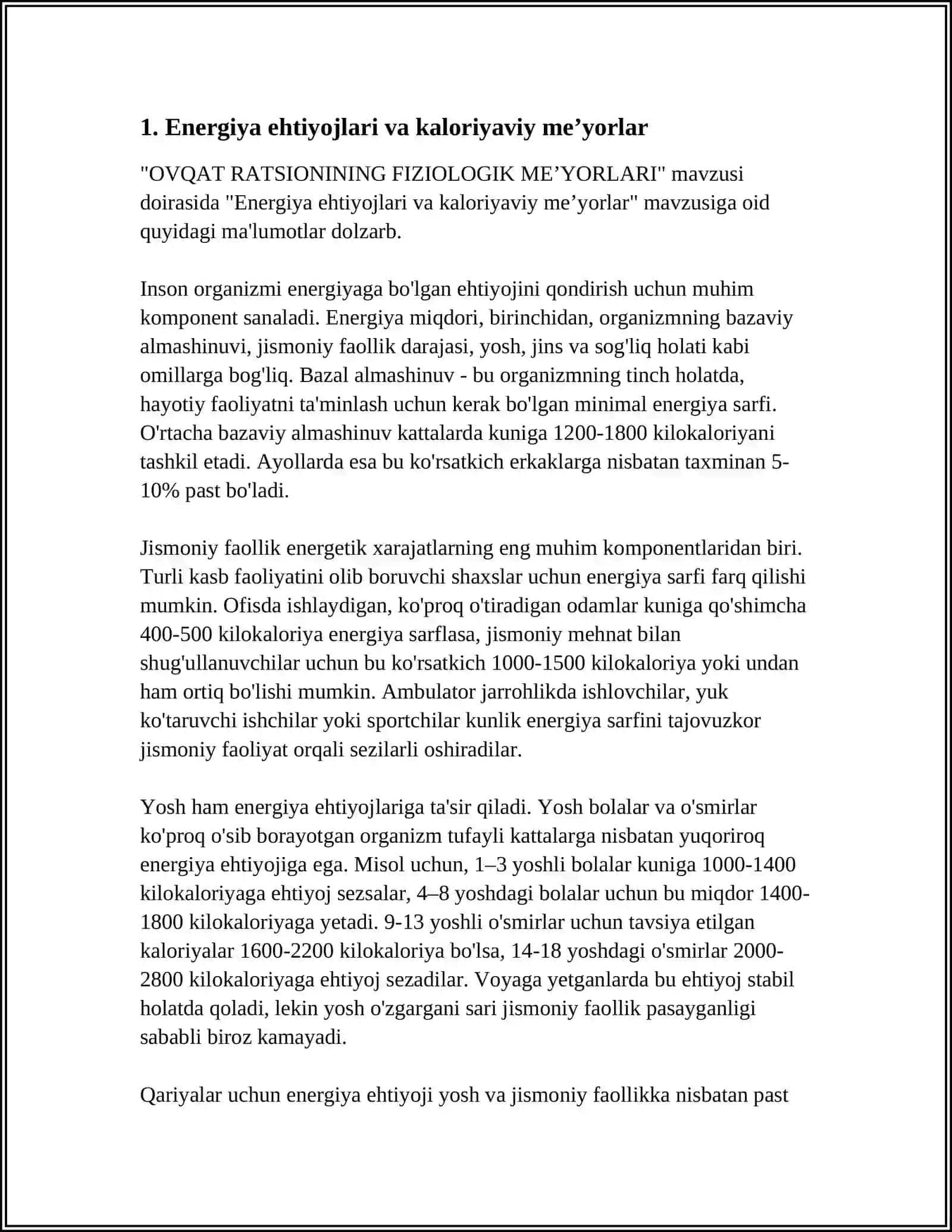 OVQAT RATSIONINING FIZIOLOGIK ME’YORLARI 3