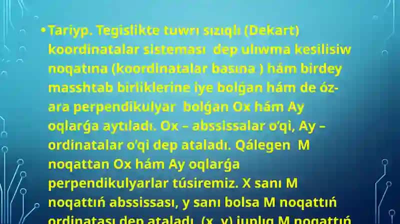 Dekart hâm polyar koordinatalari arasindagʻi baylanis 3
