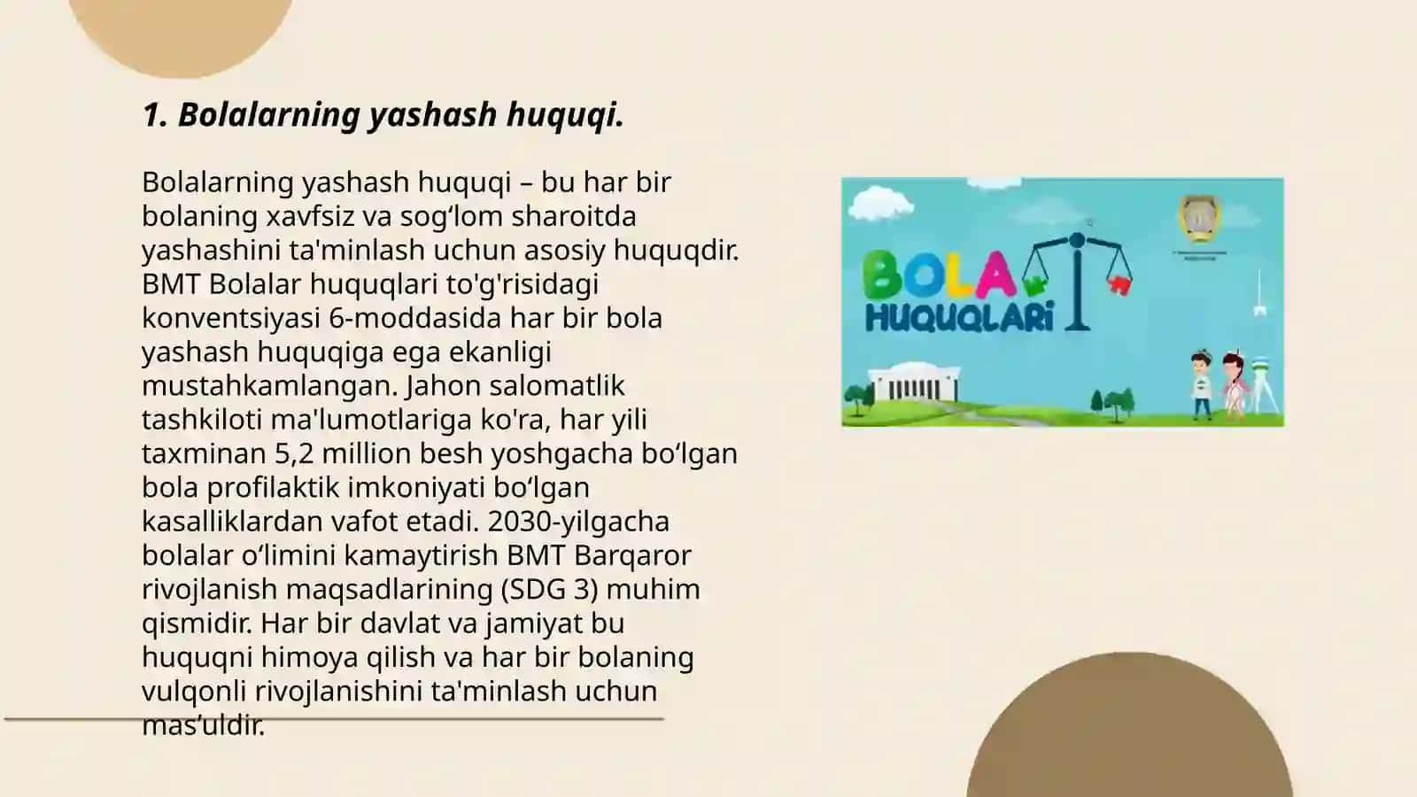 YUNESKO tashkilotining Bollar huquqlarini himoya qilish to’g’risidagi Konvensiyasi. Bola huquqlari to’g'risidagi Konvensiya 3