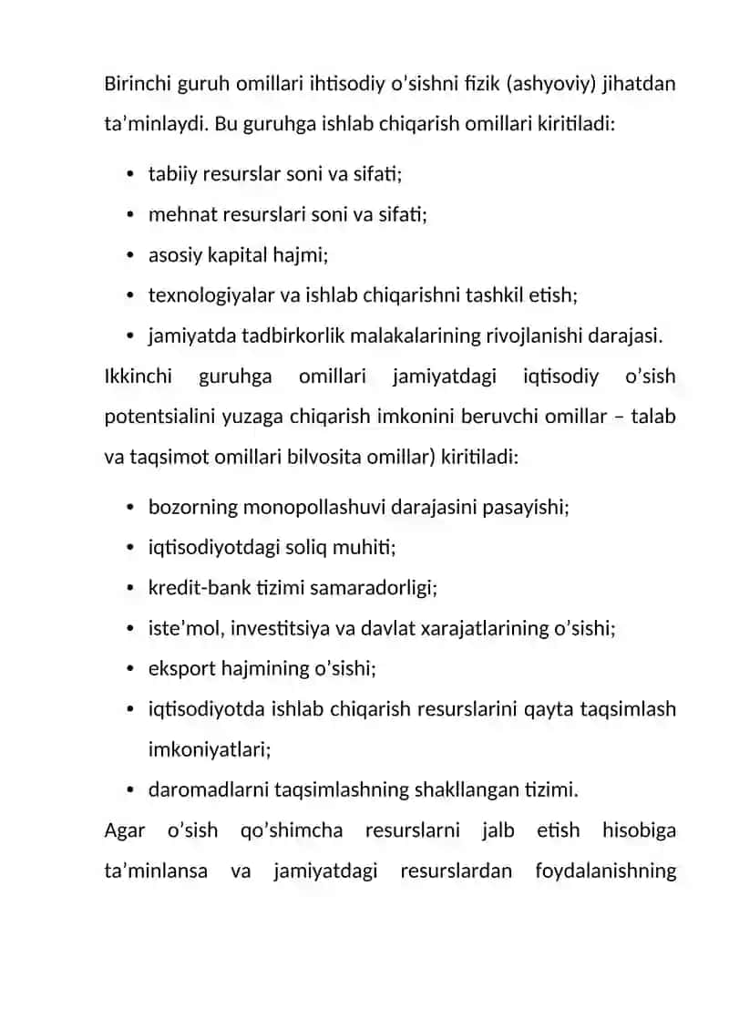 Iqtisodiy o'sishning mohiyati, asosiy tavsifnomasi va modeli 3