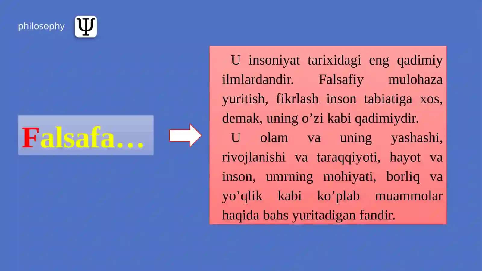 FALSAFA FANINING PREDMETI, MAZMUNI VA JAMIYAT TARAQQIYOTIDAGI ROLI 3