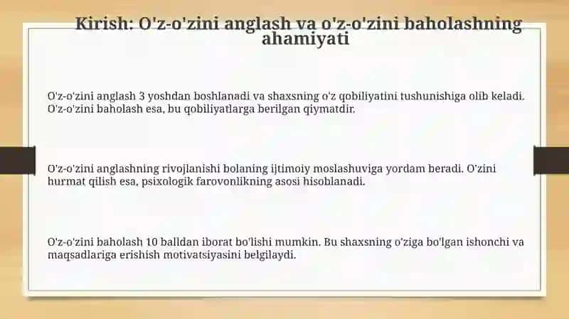 Men obrozi va o‘z-o‘zini baholashda bolalarga tengdoshlari va katta yoshdagilarning ta‘siri 3