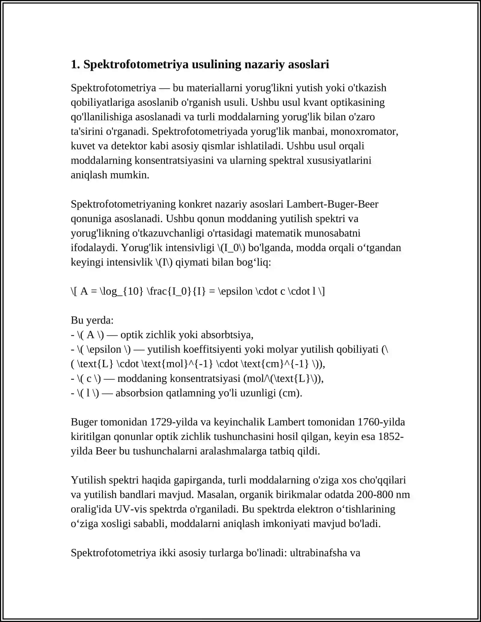 SPEKTROFOTOMETRIYA USULIDA DORILARNING CHINLIGINI ANIQLASH 3