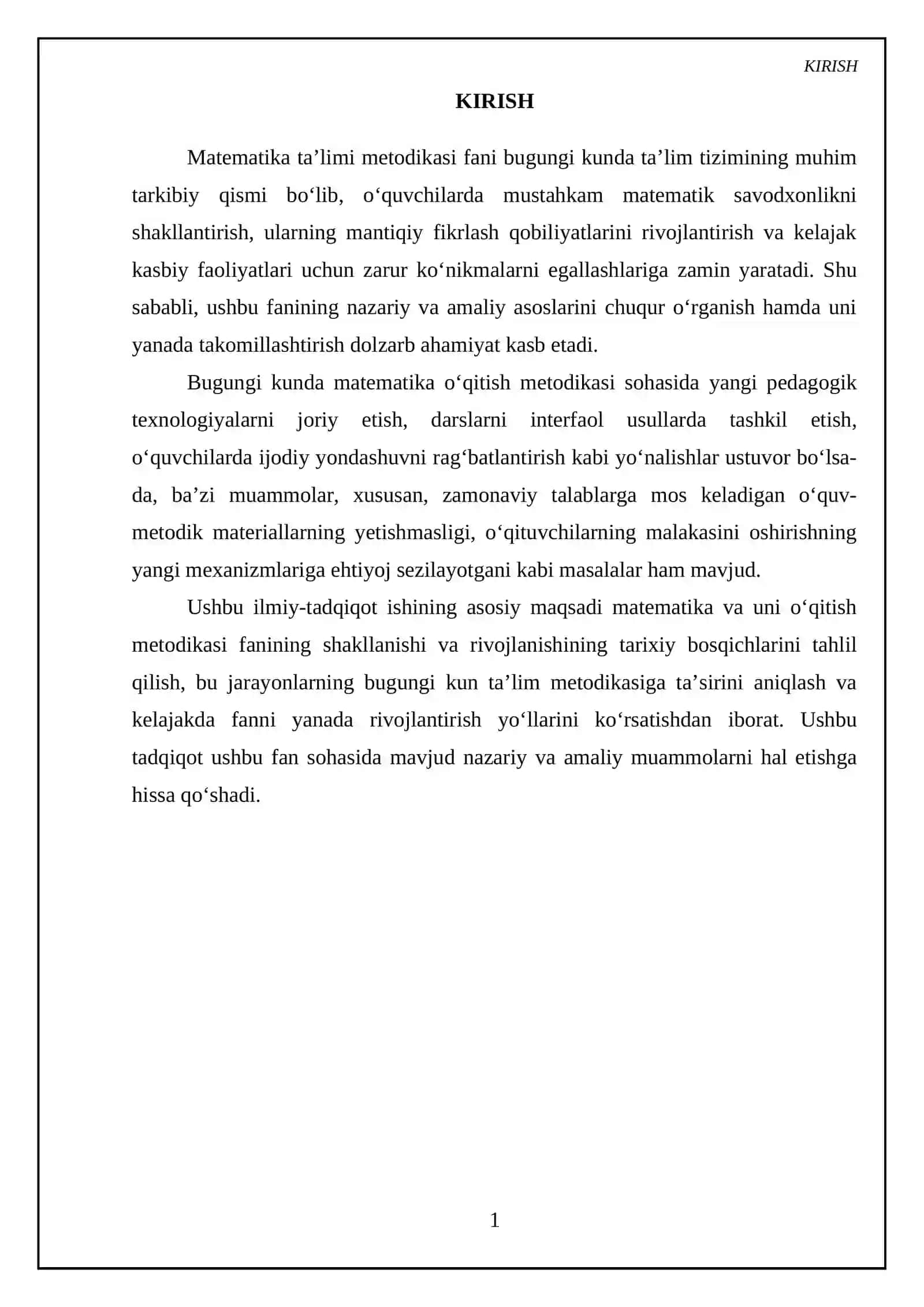 Matematika va uni oʻqitish metodikasi fanining shakllanishi va rivojlanishining tarixiy bosqichlari 3