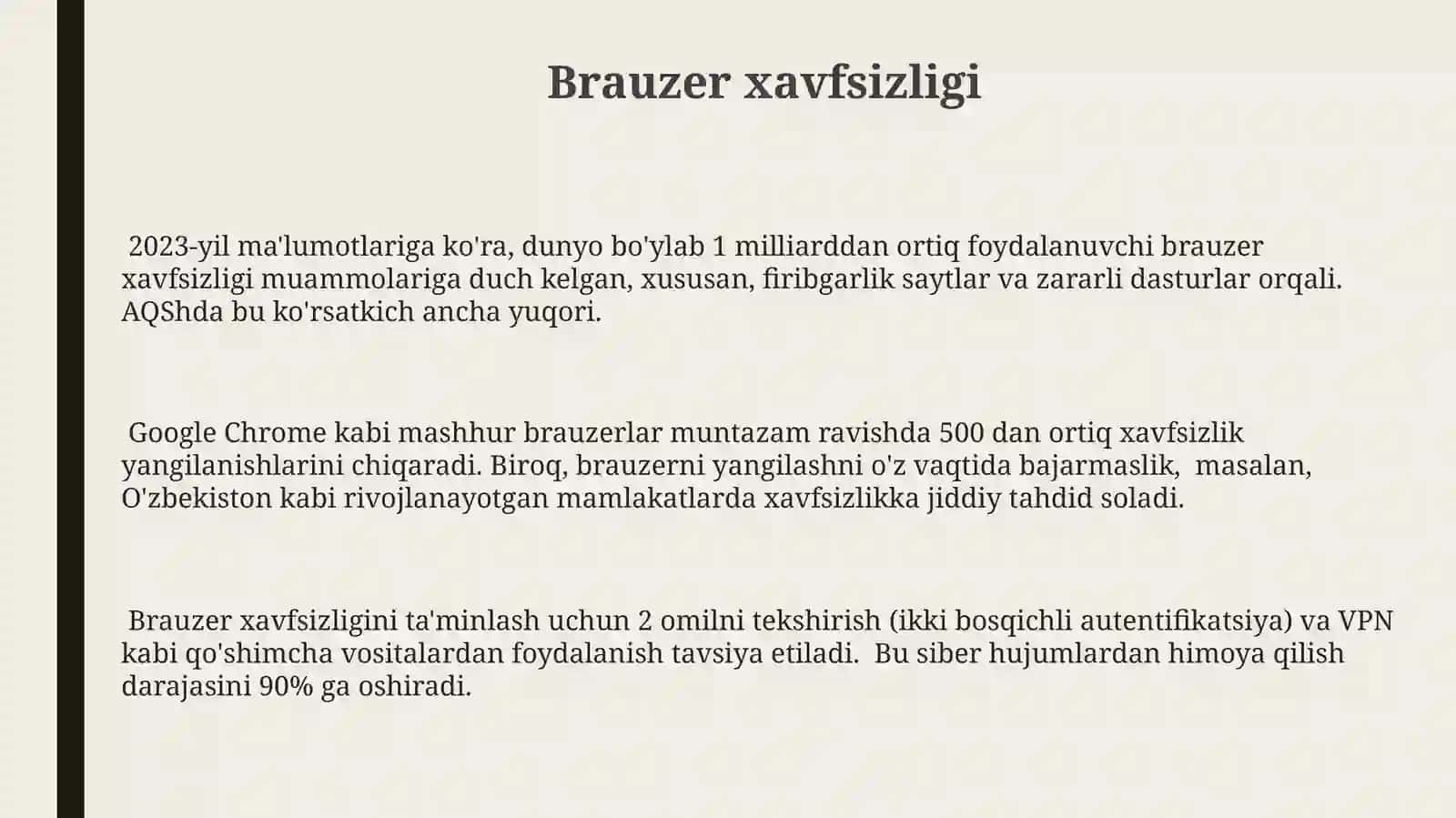 Internet tarmoqlari va resurslari. Brauzer turlari va uning xususiyatlari 3