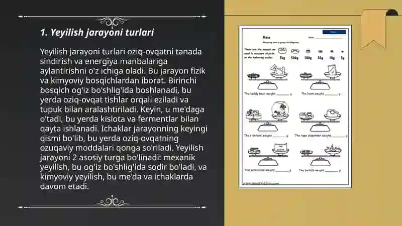 Yeyilish turlari va ularni olchash usullari 3