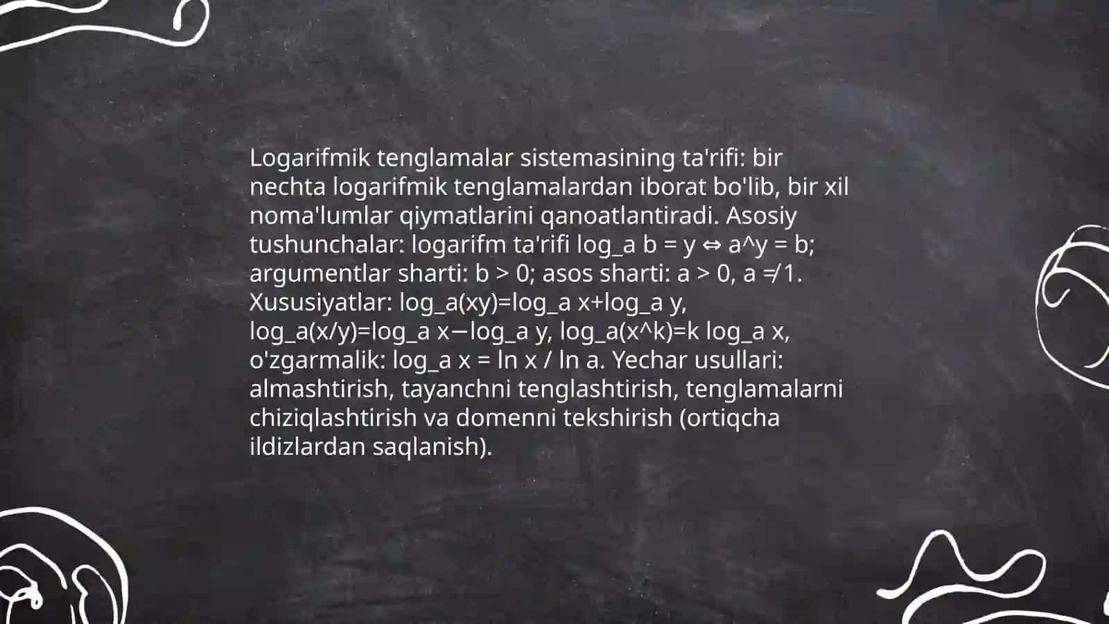 Logorafik tenglamalar sistemasi 3
