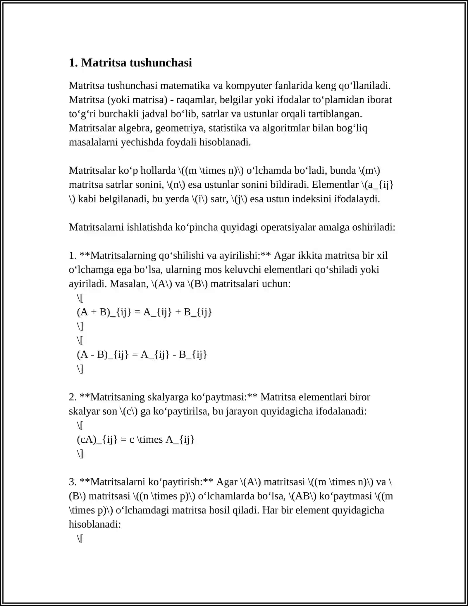 MATRITSALAR VA ULAR USTIDA AMALLAR 3