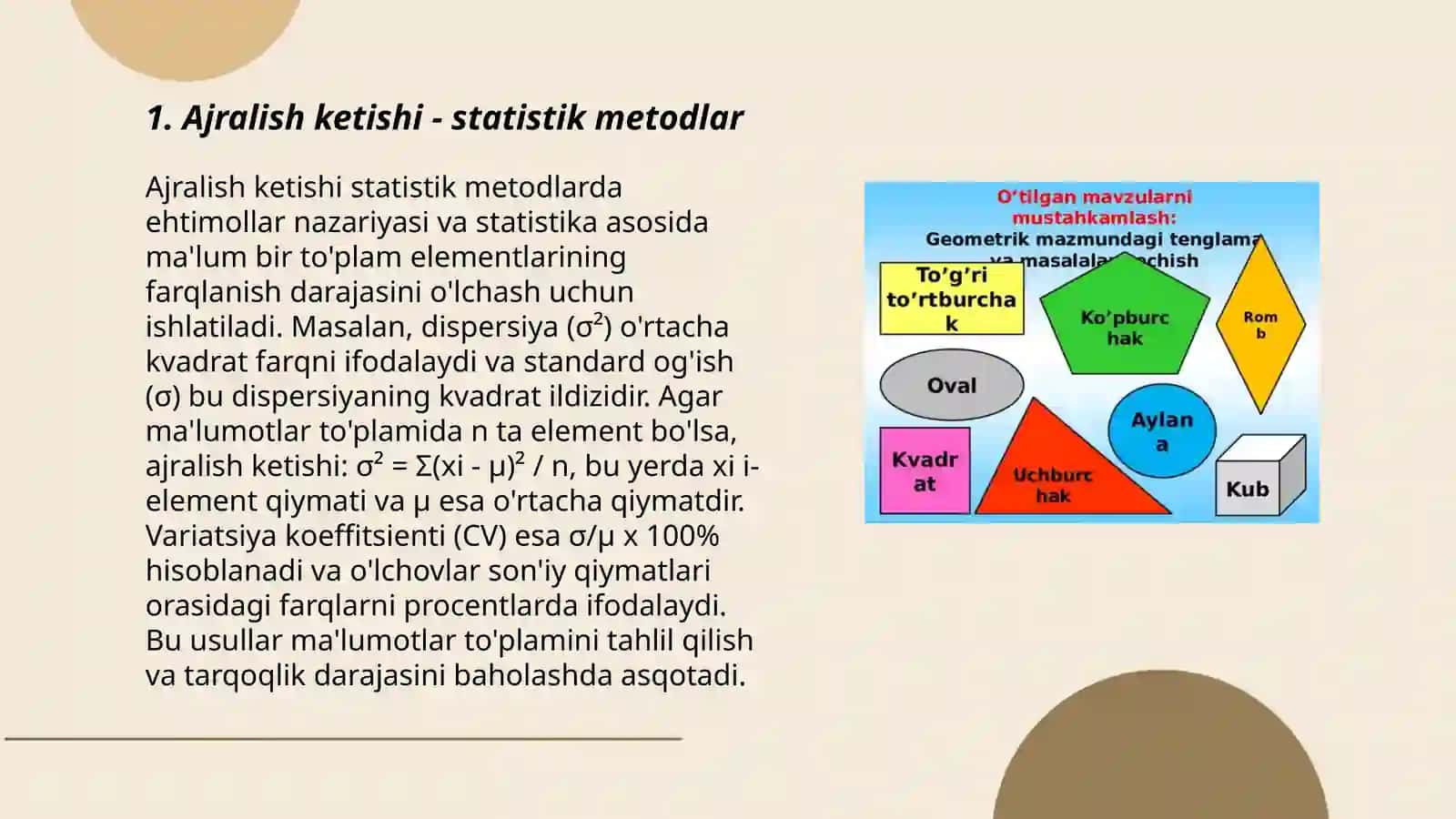 Ajralish ketishining statistik harakteriga doir masalalar yechish orqali fenotipik radikallarni aniqlash 3