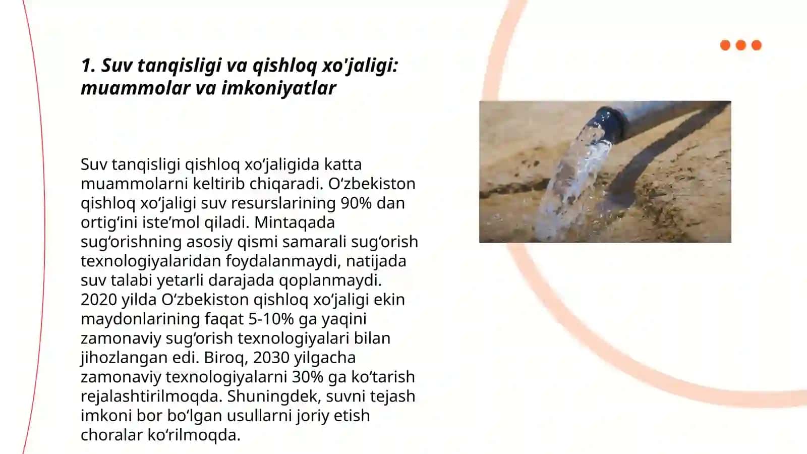 Suv tanqisligi va qishloq xo'jaligi: muammolar va imkoniyatlar 3
