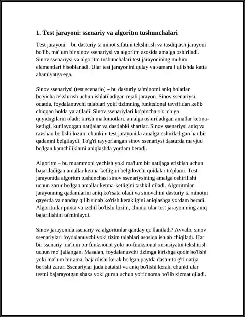 TEST JARAYONI SSENARIY VA ALGORITM SIFATIDA 3
