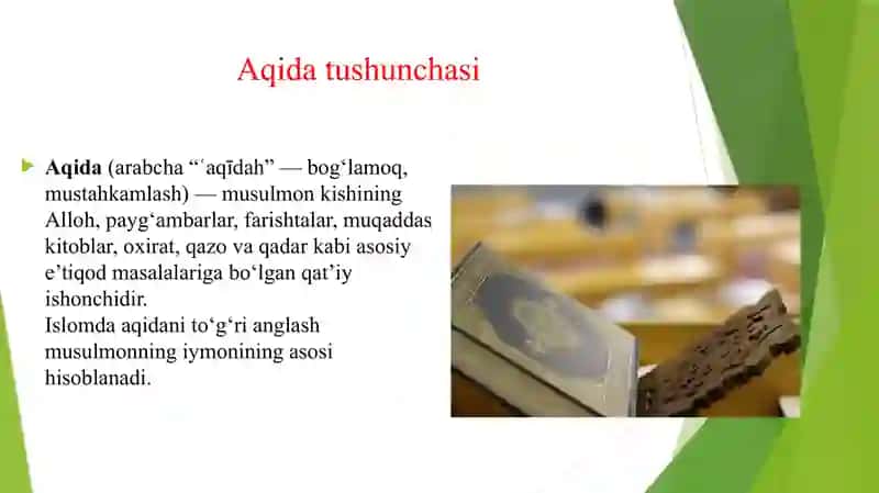 ISLOM DINIDAGI AQIDAVIY YO'NALISHLAR VA MAKTABLAR 3